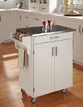 9001-0022 White Kitchen Cart with Stainless Steel Top - Create-a-Cart