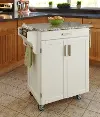 9001-0023 White Kitchen Cart with White and Black Granite Top - Create-a-Cart