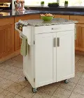 9001-0023 White Kitchen Cart with White and Black Granite Top - Create-a-Cart