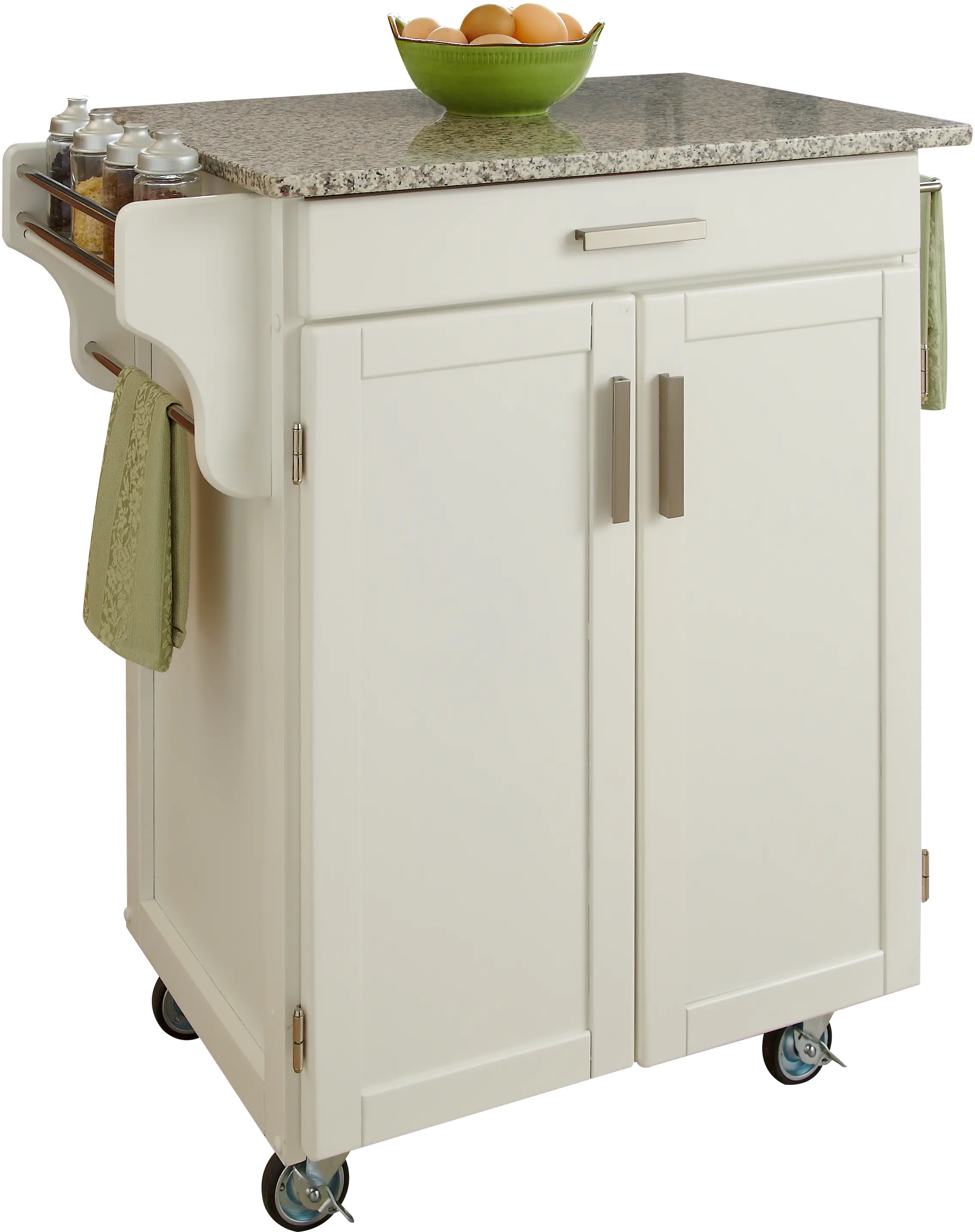 White Kitchen Cart with White and Black Granite Top - Create-a-Cart-2