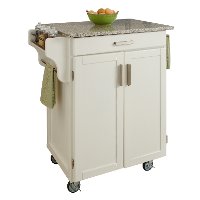 White Kitchen Cart with White and Black Granite Top - Create-a-Cart-2