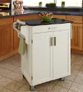 9001-0024 White Kitchen Cart with Black Granite Top - Create-a-Cart