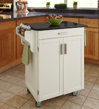 White Kitchen Cart with Black Granite Top - Create-a-Cart