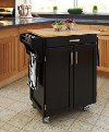Cuisine Cart Black Finish with Wood Top - Create-a-Cart