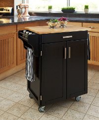 Cuisine Cart Black Finish with Wood Top - Create-a-Cart