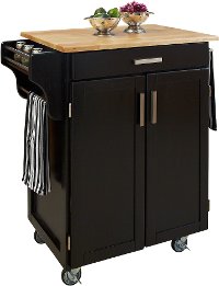 Cuisine Cart Black Finish with Wood Top - Create-a-Cart-2