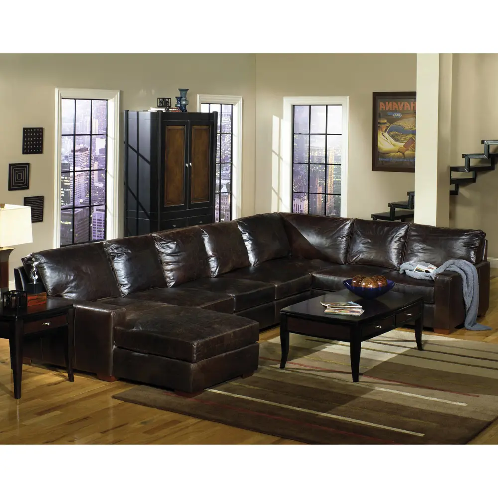 Brompton Tobacco 3 Piece Leather Sectional-1