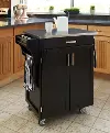 9001-0042 Black Kitchen Cart with Stainless Steel Top - Create-a-Cart