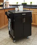 9001-0042 Black Kitchen Cart with Stainless Steel Top - Create-a-Cart