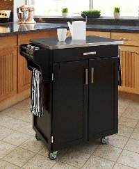 Black Kitchen Cart with Stainless Steel Top - Create-a-Cart