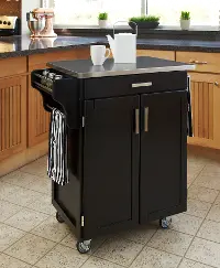 Black Kitchen Cart with Stainless Steel Top - Create-a-Cart
