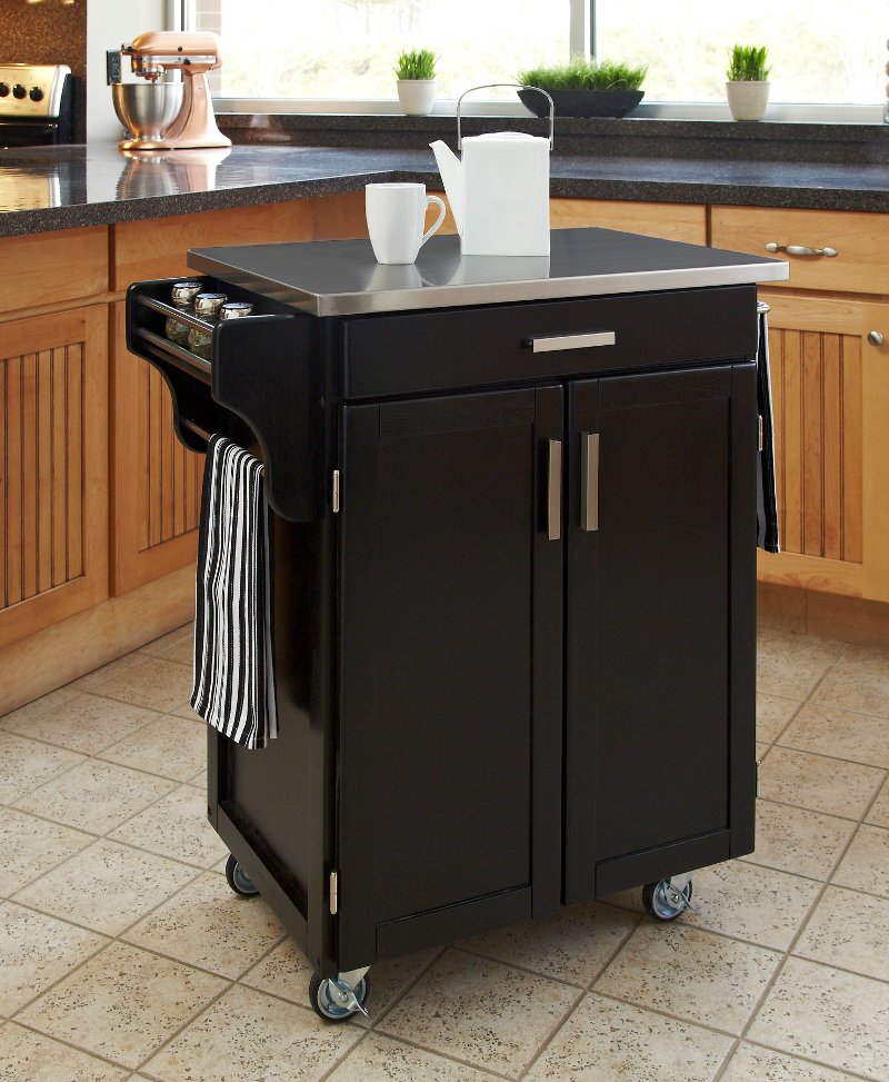 Black Kitchen Cart With Stainless Steel Top Create A Cart Rc Willey Furniture Store