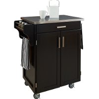 Black Kitchen Cart with Stainless Steel Top - Create-a-Cart-2