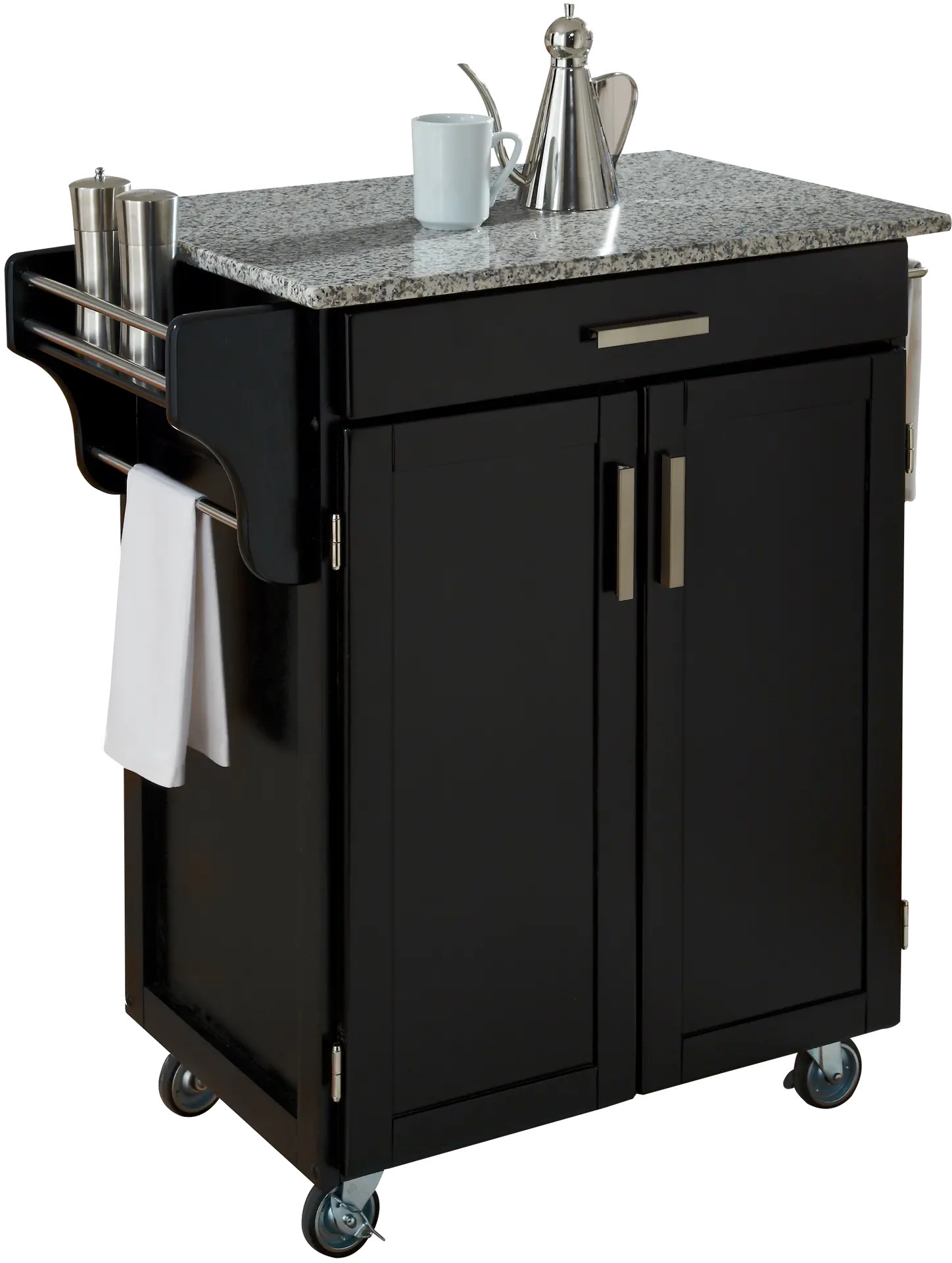 Black Kitchen Cart with White and Black Granite Top - Create-a-Cart-2