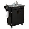 Cuisine Cart Black Finish with Salt & Pepper Granite Top - Create-a-Cart-2