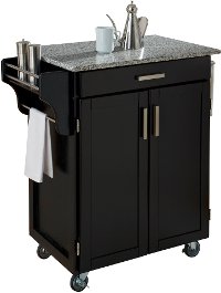 Cuisine Cart Black Finish with Salt & Pepper Granite Top - Create-a-Cart-2