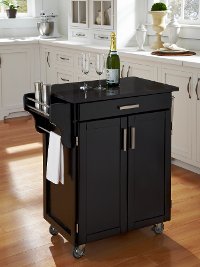 Black Kitchen Cart with Natural Wood Top - Create-a-Cart-1