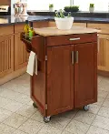 9001-0061 Medium Brown Kitchen Cart with Natural Wood Top - Create-a-Cart
