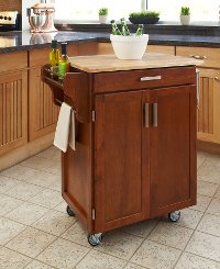 Medium Brown Kitchen Cart with Natural Wood Top - Create-a-Cart