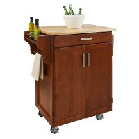 Medium Brown Kitchen Cart with Natural Wood Top - Create-a-Cart-2