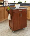 9001-0062 Medium Brown Kitchen Cart with Stainless Steel Top - Create-a-Cart
