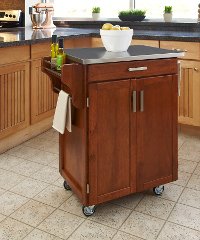Medium Brown Kitchen Cart with Stainless Steel Top - Create-a-Cart-1