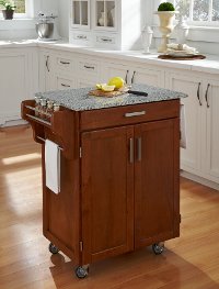 Cuisine Cart Warm Oak Finish with Salt & Pepper Granite Top - Create-a-Cart