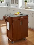 9001-0063 Medium Brown Kitchen Cart with White and Black Granite Top - Create-a-Cart