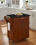 9001-0064 Medium Brown Kitchen Cart with Black Granite Top - Create-a-Cart