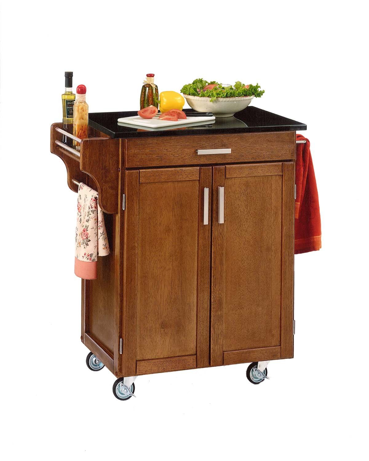 Medium Brown Kitchen Cart with Black Granite Top - Create-a-Cart-2