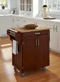 9001-0071 Cherry Kitchen Cart with Natural Wood Top - Create-a-Cart