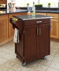 Cherry Kitchen Cart with Stainless Steel Top - Create-a-Cart-1
