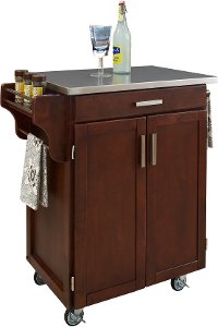 Cherry Kitchen Cart with Stainless Steel Top - Create-a-Cart-2