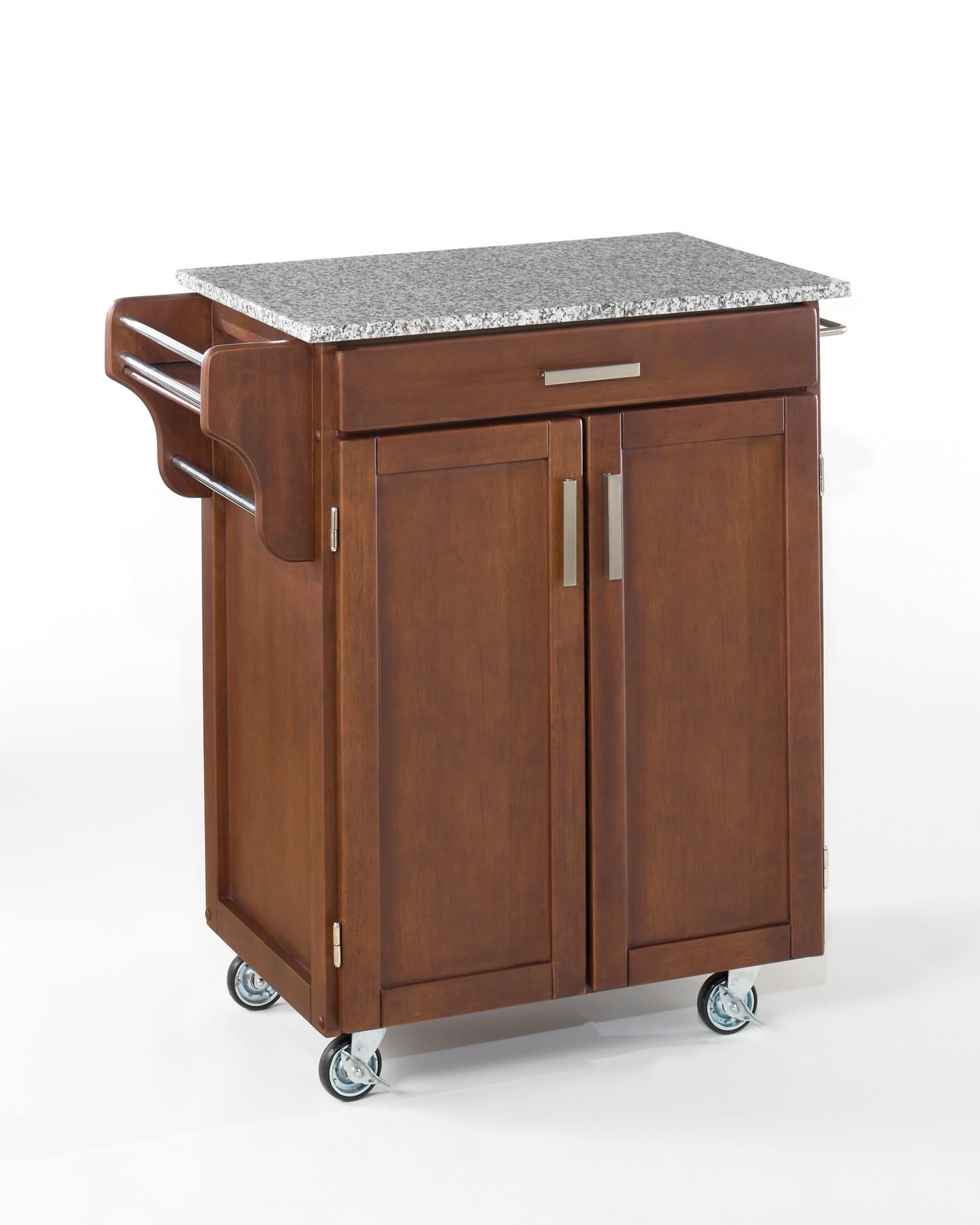 Cherry Kitchen Cart with White and Black Granite Top - Create-a-Cart-2