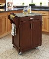 Cuisine Cart Cherry Finish with Salt & Pepper Granite Top - Create-a-Cart
