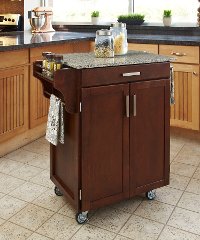 Cuisine Cart Cherry Finish with Salt & Pepper Granite Top - Create-a-Cart