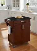 9001-0074 Cherry Kitchen Cart with Black Granite Top - Create-a-Cart
