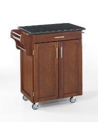 Cuisine Cart Cherry Finish Black Granite Top - Create-a-Cart-2
