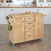 Natural Finish with Natural Wood Top Kitchen Cart - Create-a-Cart -2