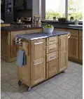 9100-1012 Natural Kitchen Cart with Stainless Steel Top - Create-a-Cart
