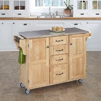 Natural Kitchen Cart with Stainless Steel Top - Create-a-Cart-1