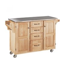 Natural Kitchen Cart with Stainless Steel Top - Create-a-Cart-2
