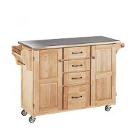 Natural Kitchen Cart with Stainless Steel Top - Create-a-Cart-3