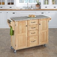 Natural Finish with Salt & Pepper Granite Top Kitchen Cart - Create-a-Cart
