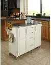 White Kitchen Cart with Stainless Steel Top - Create-a-Cart