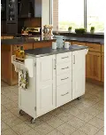 9100-1022 White Kitchen Cart with Stainless Steel Top - Create-a-Cart