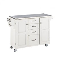White Kitchen Cart with Stainless Steel Top - Create-a-Cart-2