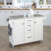 White Finish SP Granite Top Kitchen Cart - Create-a-Cart