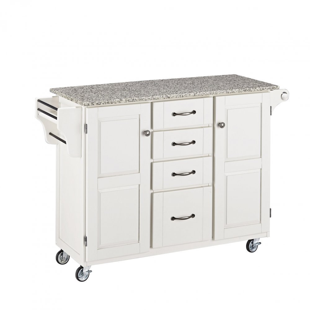 White Kitchen Cart with White and Black Granite Top - Create-a-Cart-2