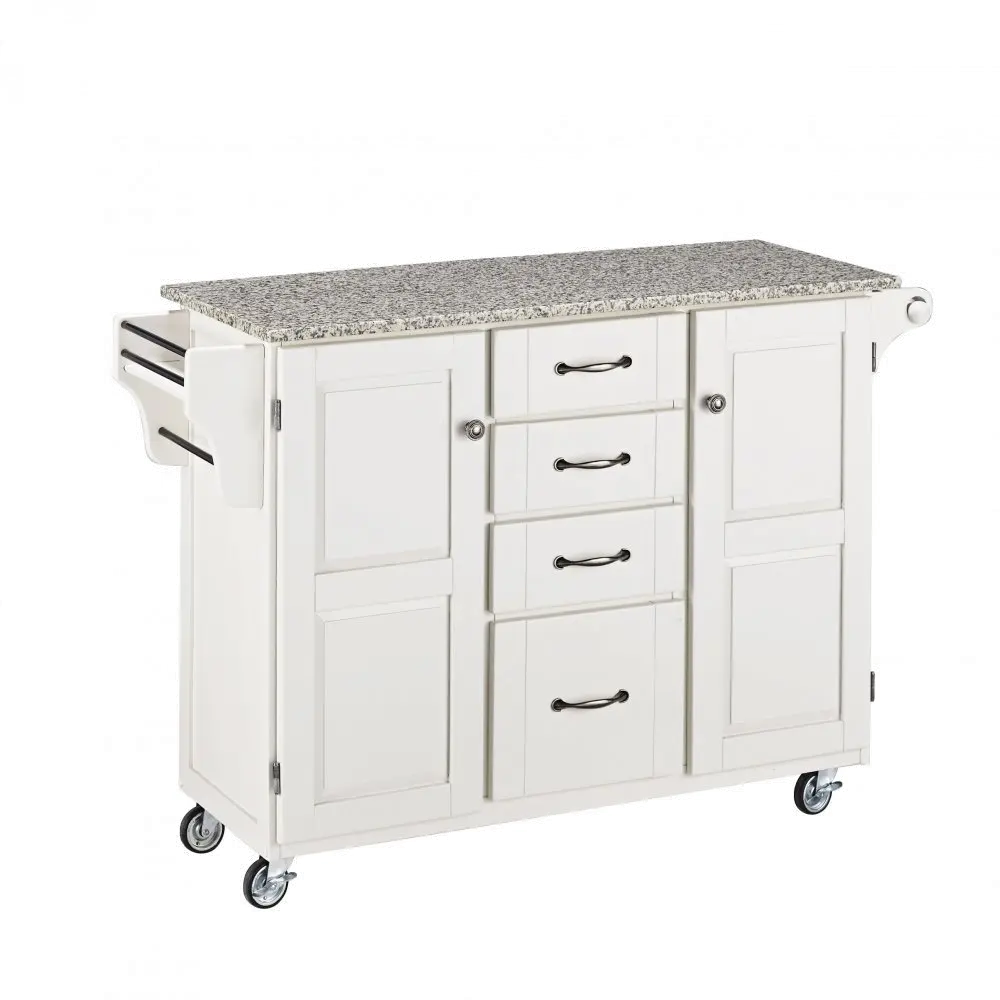 White Kitchen Cart with White and Black Granite Top - Create-a-Cart-2